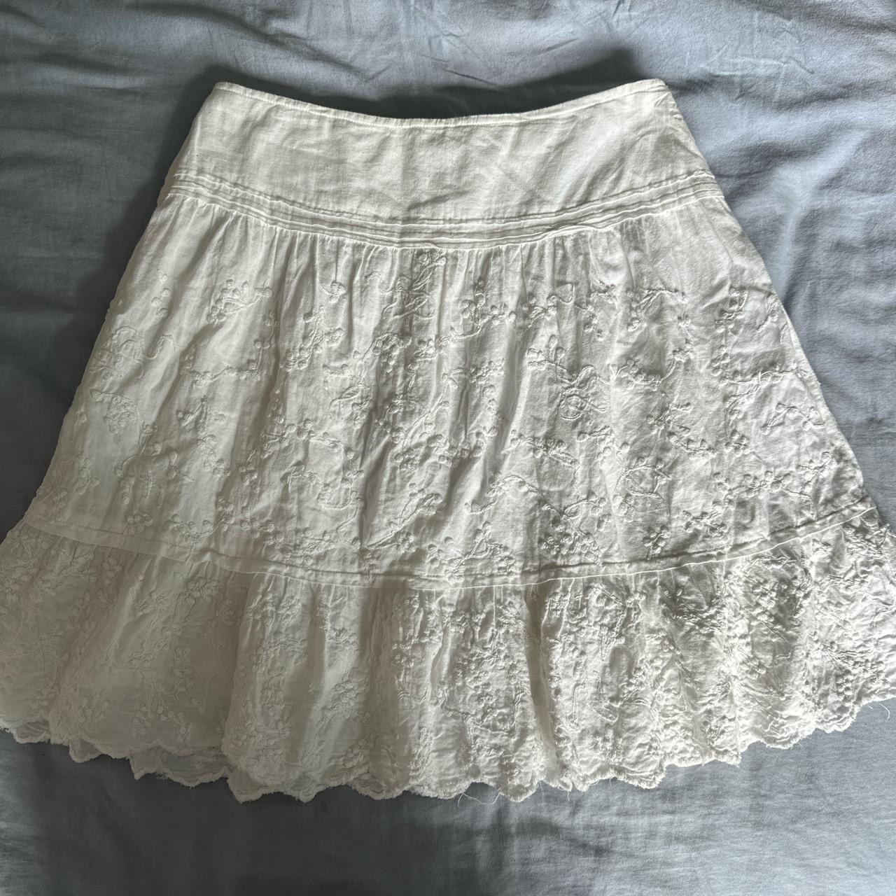 White floral skirt made in India size S/M - Depop