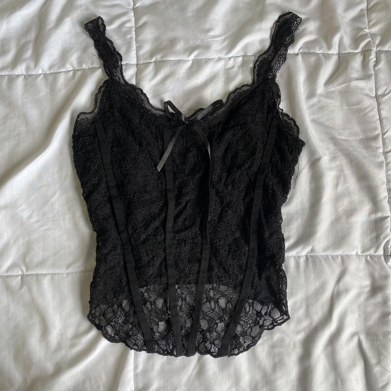 black lace cami 🖤 ~thrifted shein ~can fit... - Depop