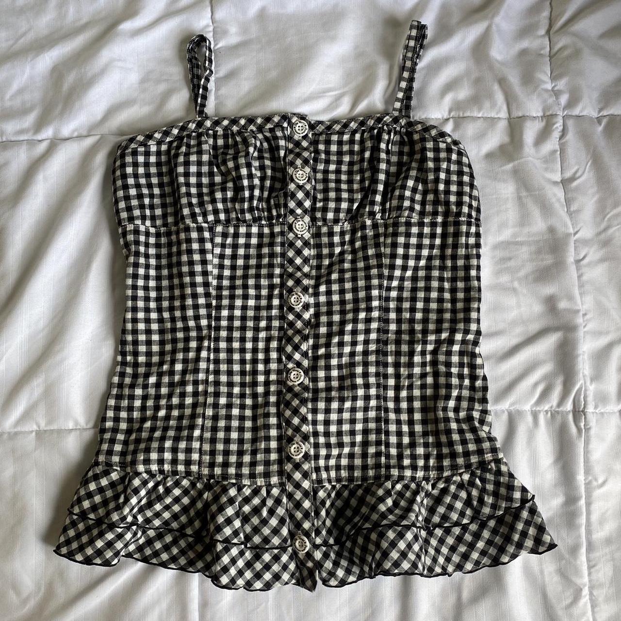 black gingham milkmaid cami 🖤 ~imported from... - Depop