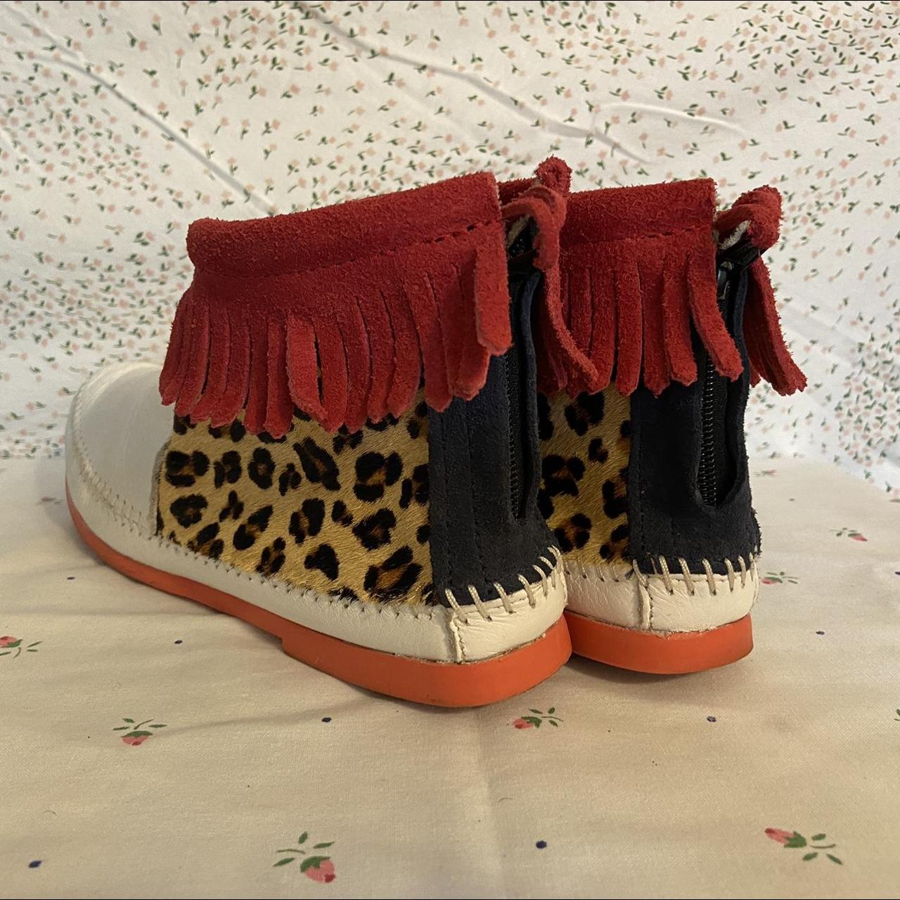 Leopard moccasins with on sale fringe