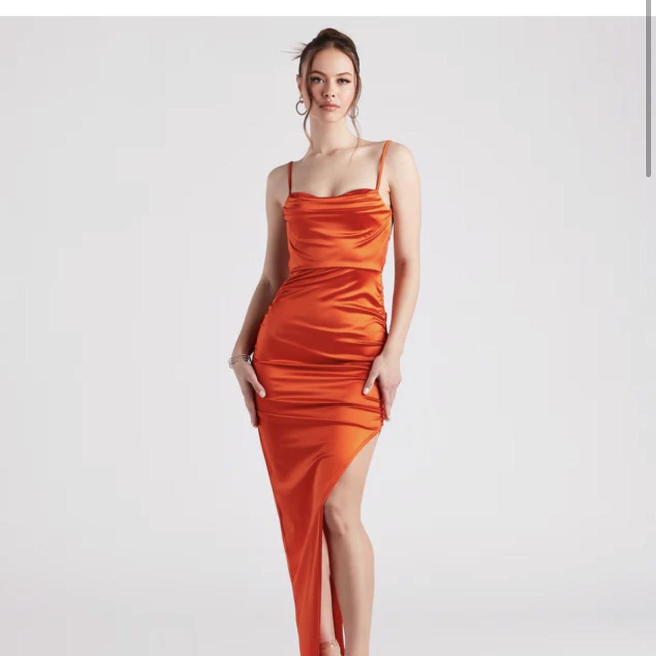 Windsor Women's Orange Dress Depop