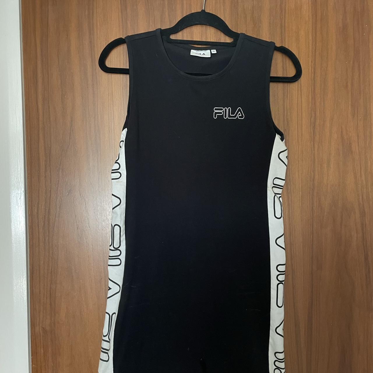 Fila black and white bodycon dress with FILA logo. Depop