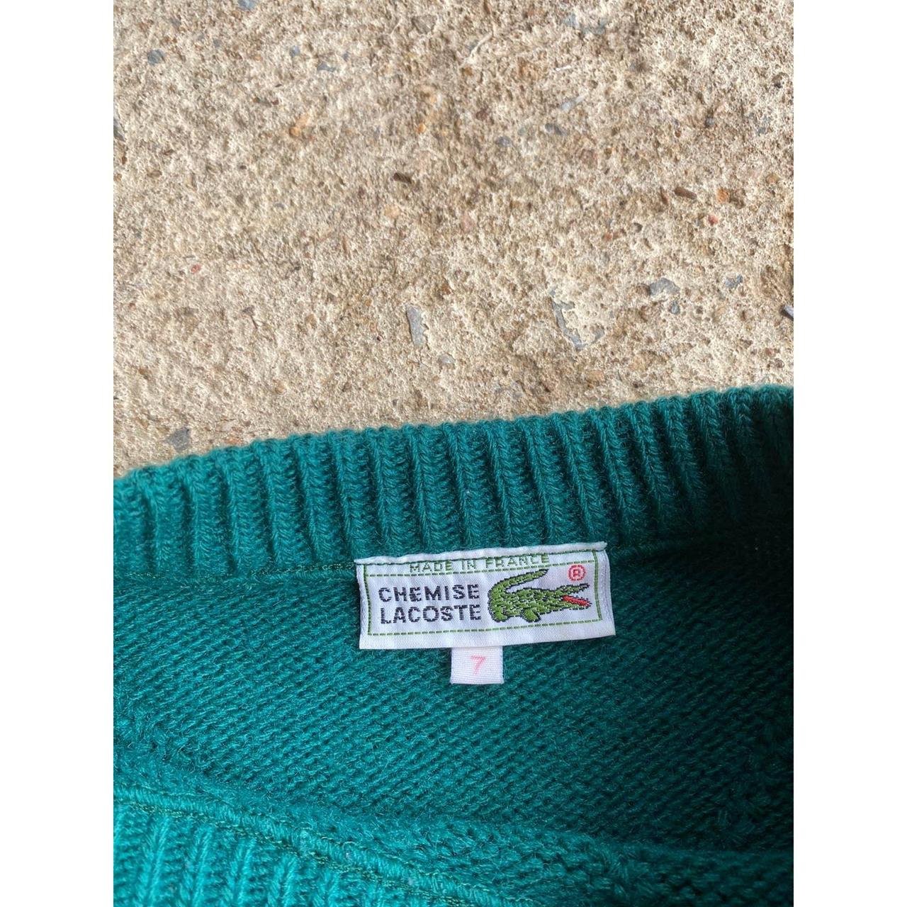Vintage 90's Lacoste Green Knit Sweater F6 Tagged - Depop