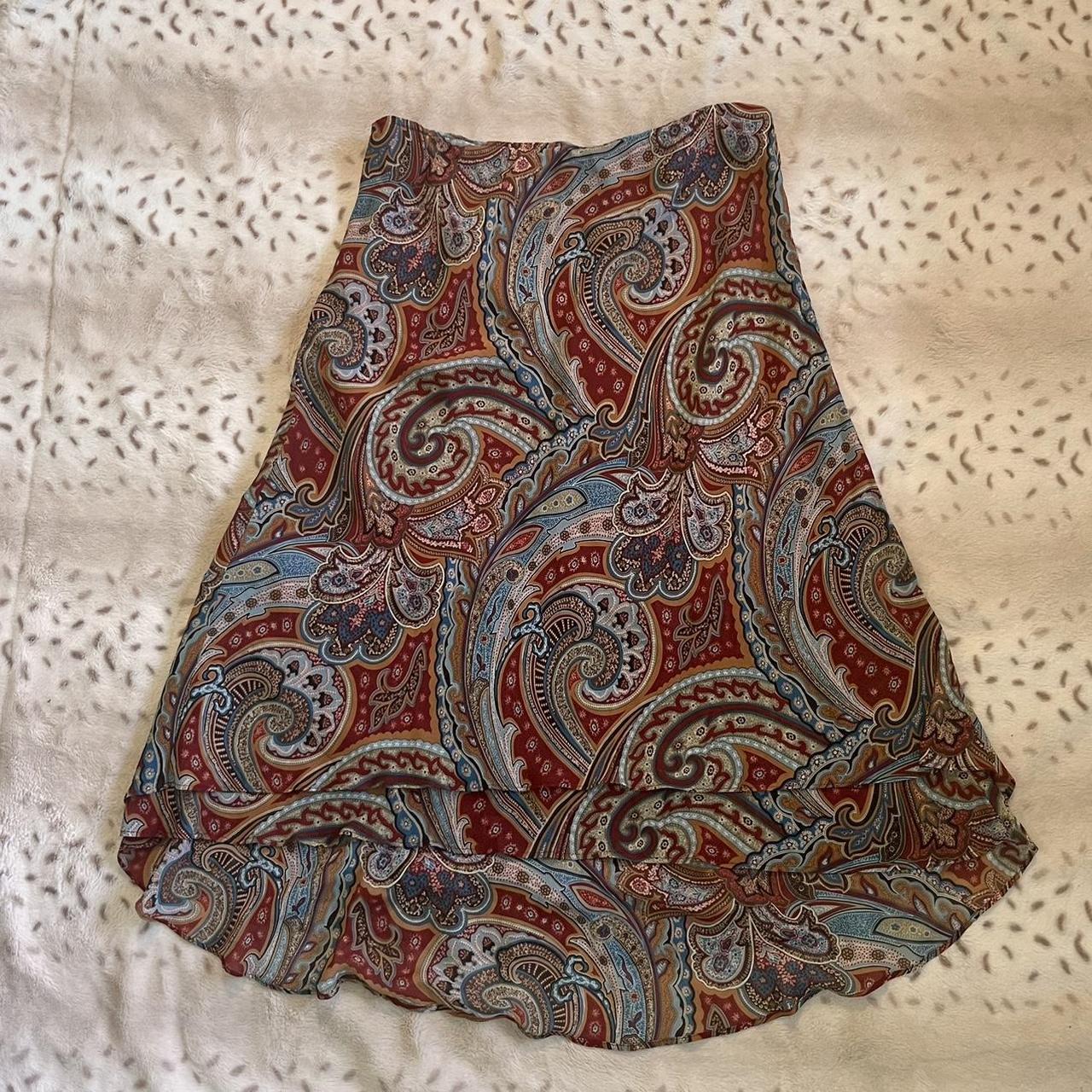 funky paisley print midi skirt (14) super cute with... - Depop