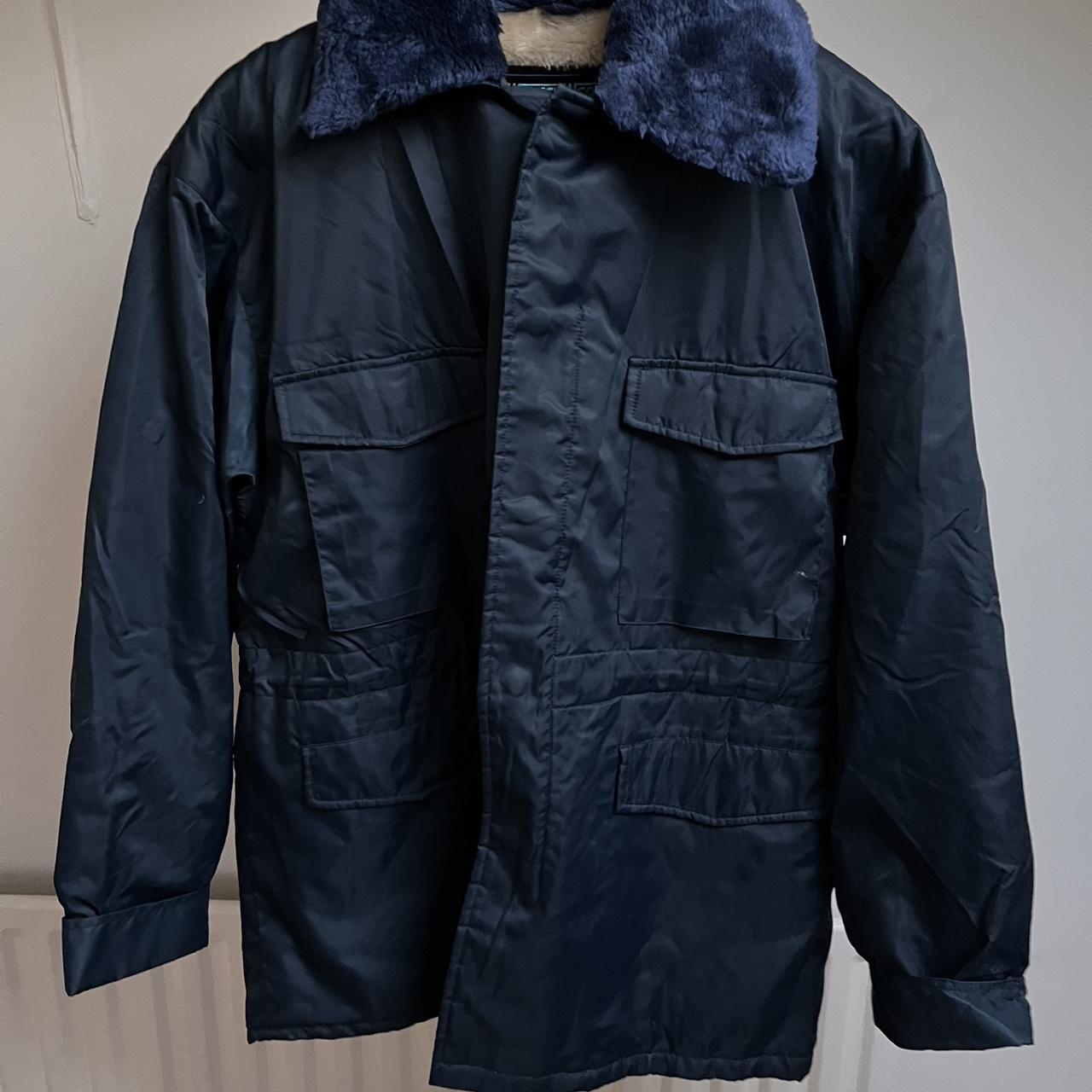 1980s style bomber jacket coat Dark blue Cosy... - Depop