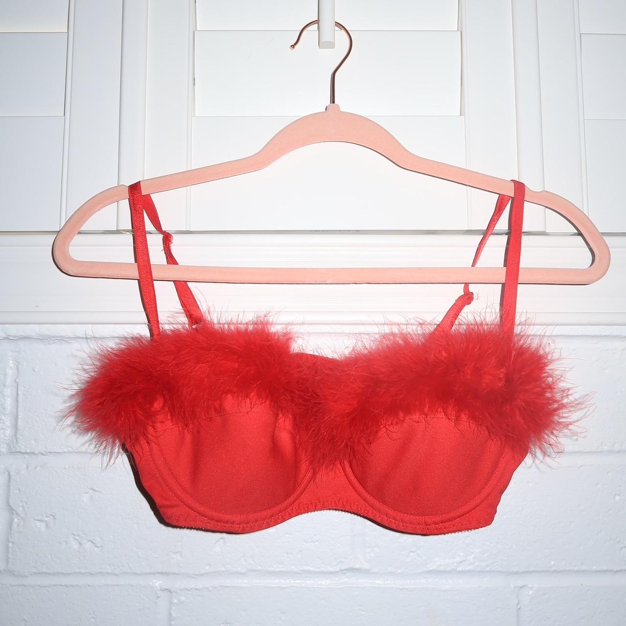 Red fur lined bra