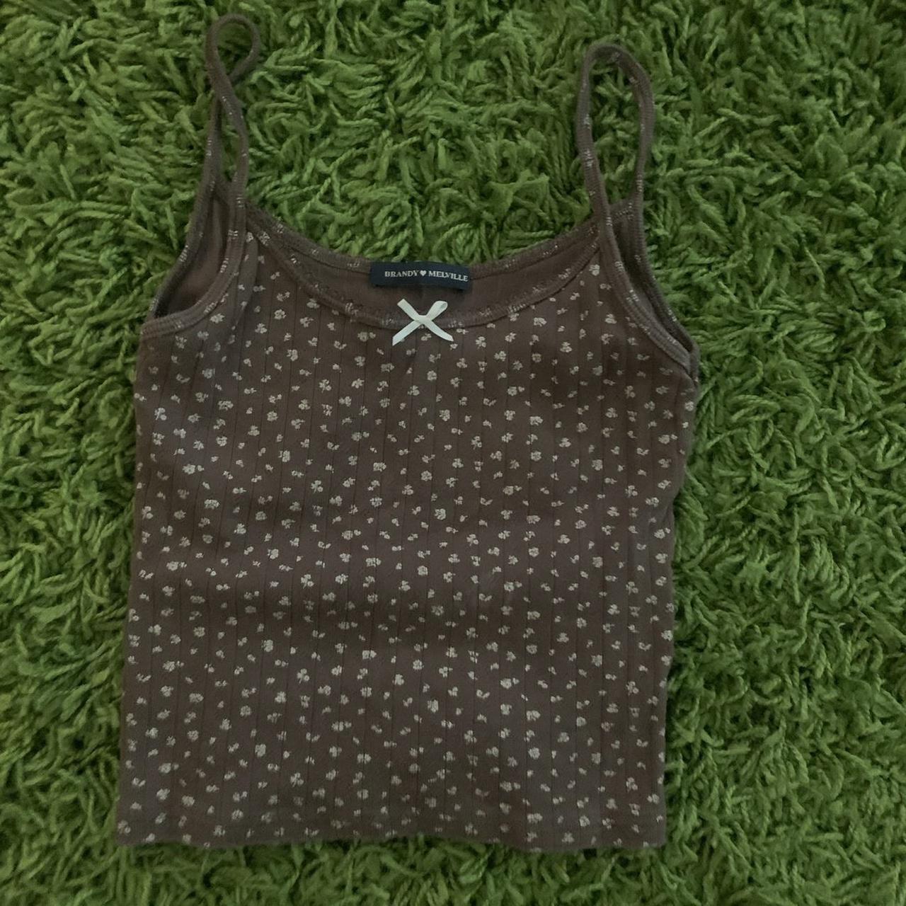 BRANDY MELVILLE brown Skylar tank with bow Depop