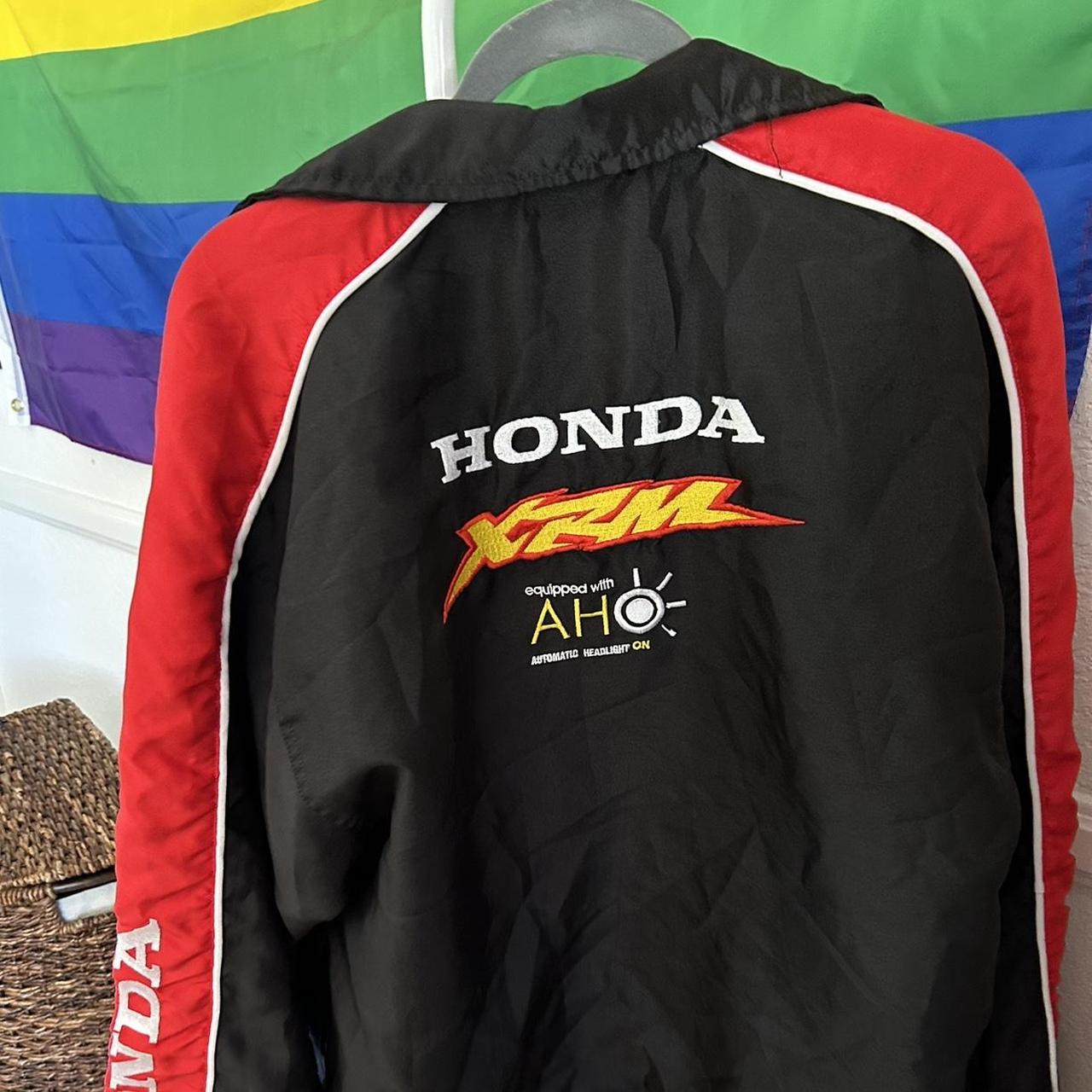 honda black racing jacket! very fancy i just never... - Depop