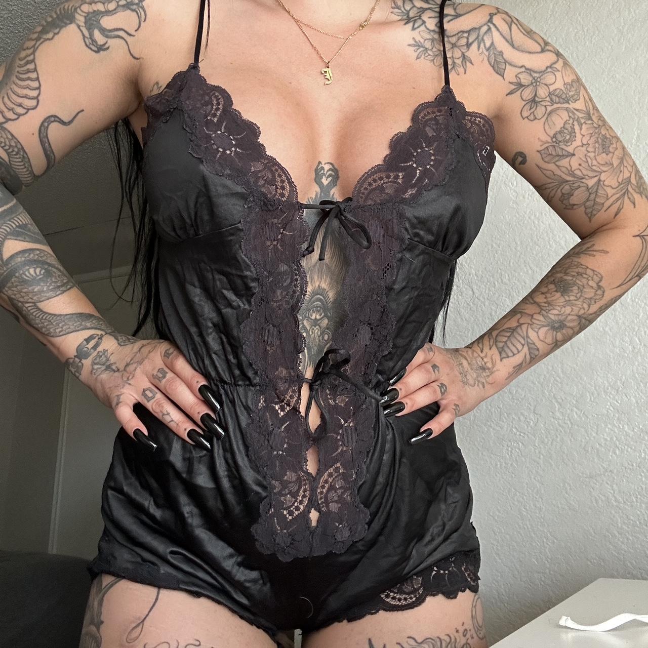 vintage lace teddy romper such a cute lingerie, - Depop