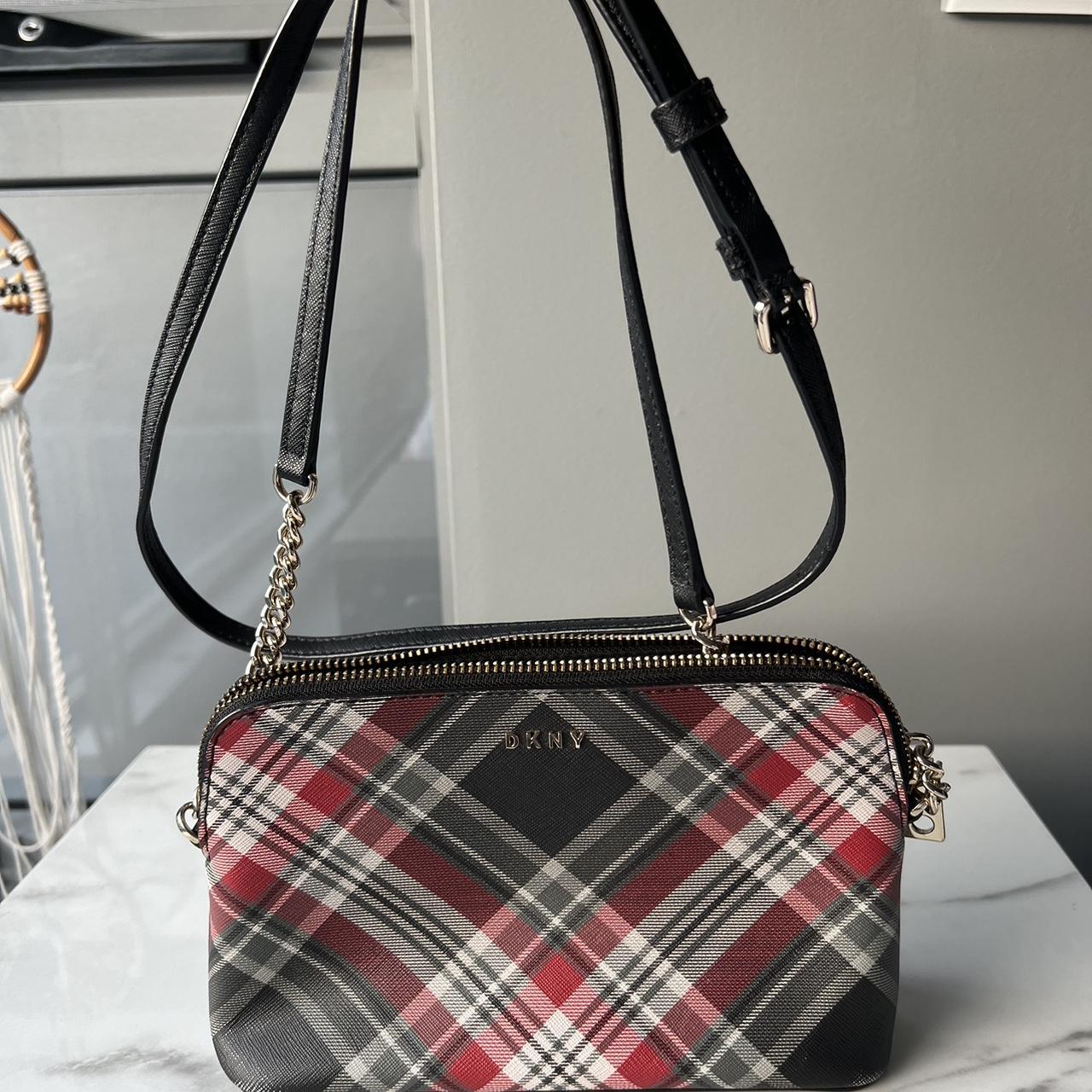 Red and Gray Plaid Crossbody store Bag