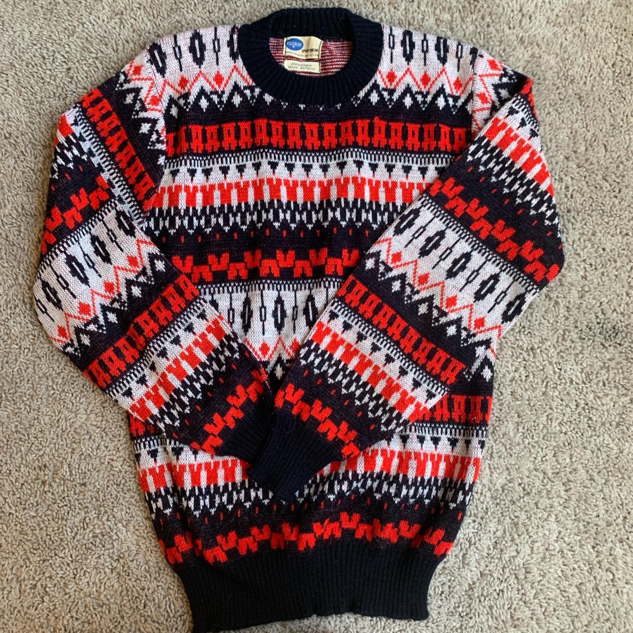 Pilgrim Women's Black and Red Jumper | Depop