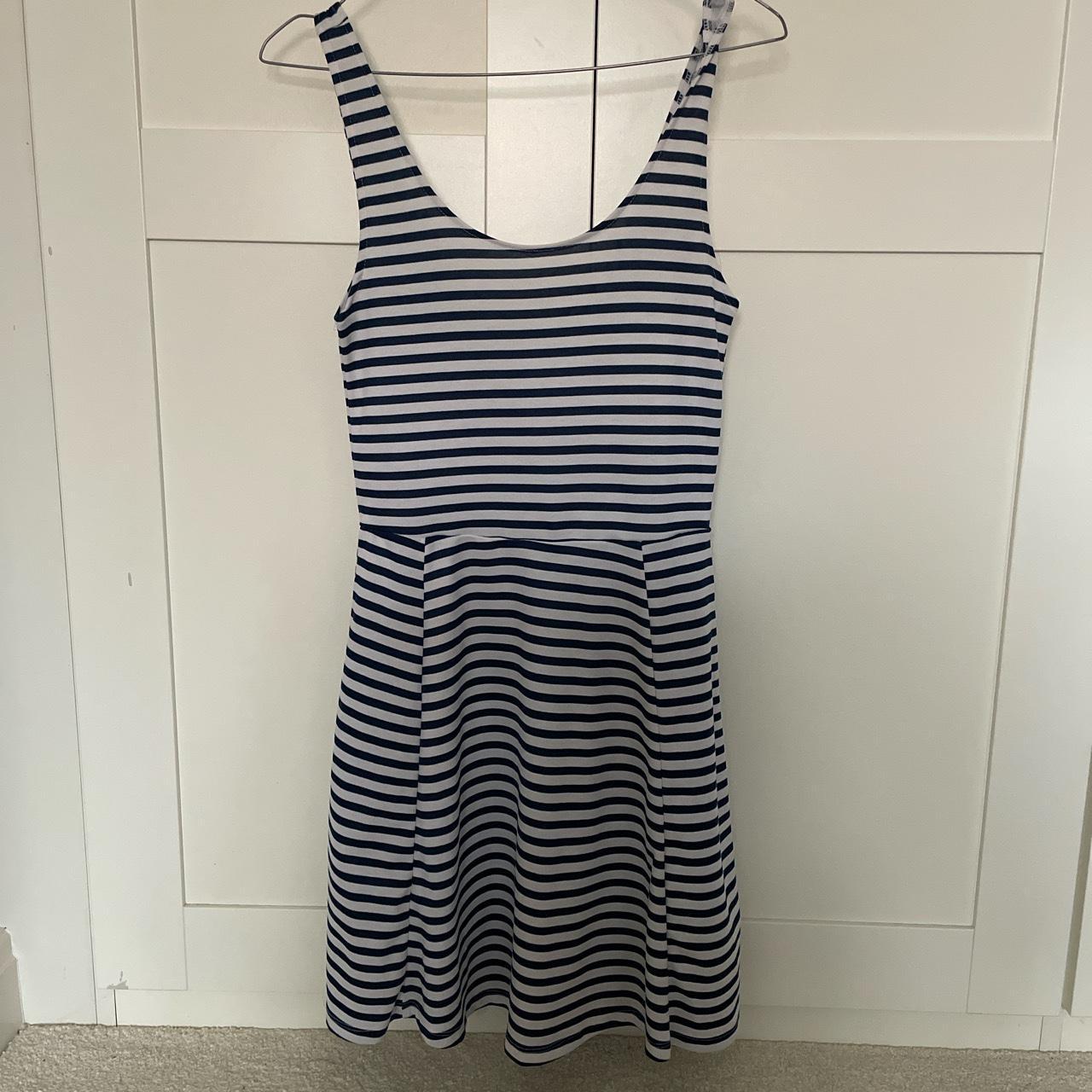 Blue & white stripped H&M summer dress In excellent... - Depop