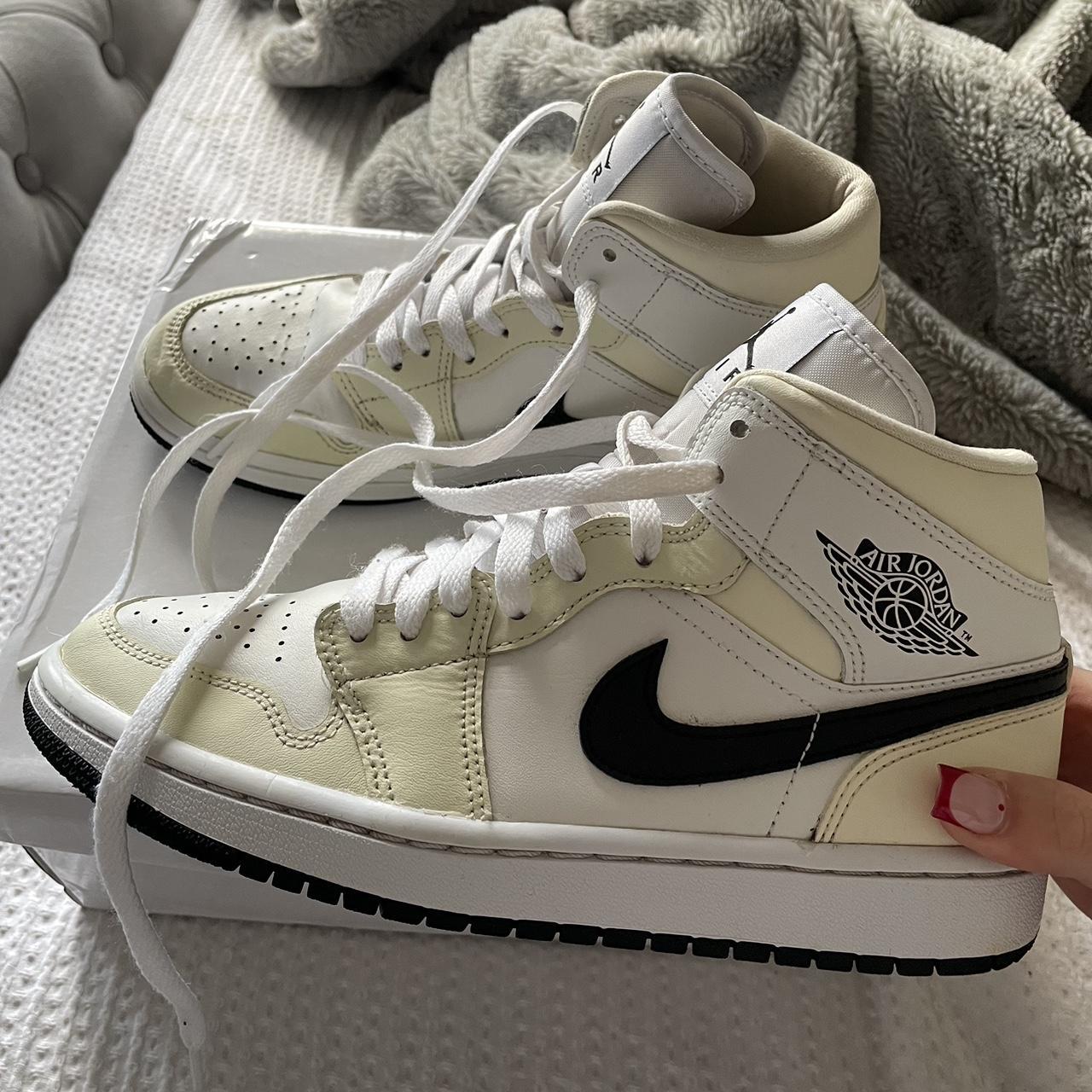 Cream nike Air Jordan 1 mids Womens UK 5 Worn only a... - Depop