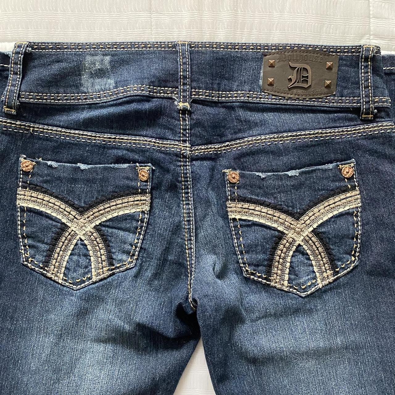  dollhouse low rise bootcut jeans vintage sizing... Depop