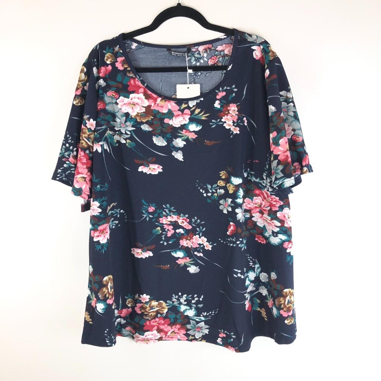 Bloomchic Floral Print Round Neck Ruffle Sleeve... - Depop