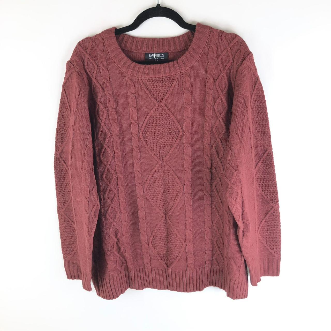 Bloomchic Pointelle Knit Round Neck Geometric Cable - Depop