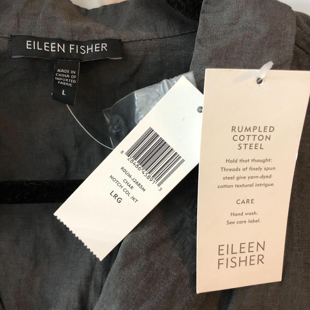 Eileen Fisher Womens Jacket Rumpled Cotton Steel