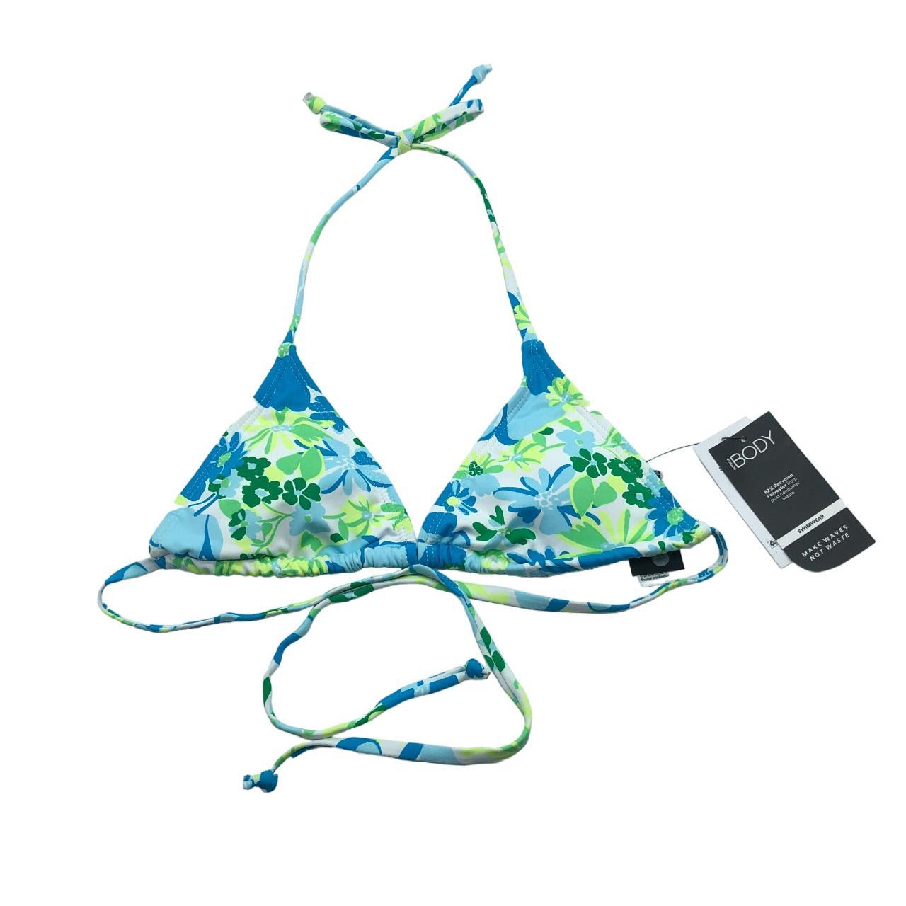 Cotton On Slider Triangle Bikini Top Floral Blue... Depop