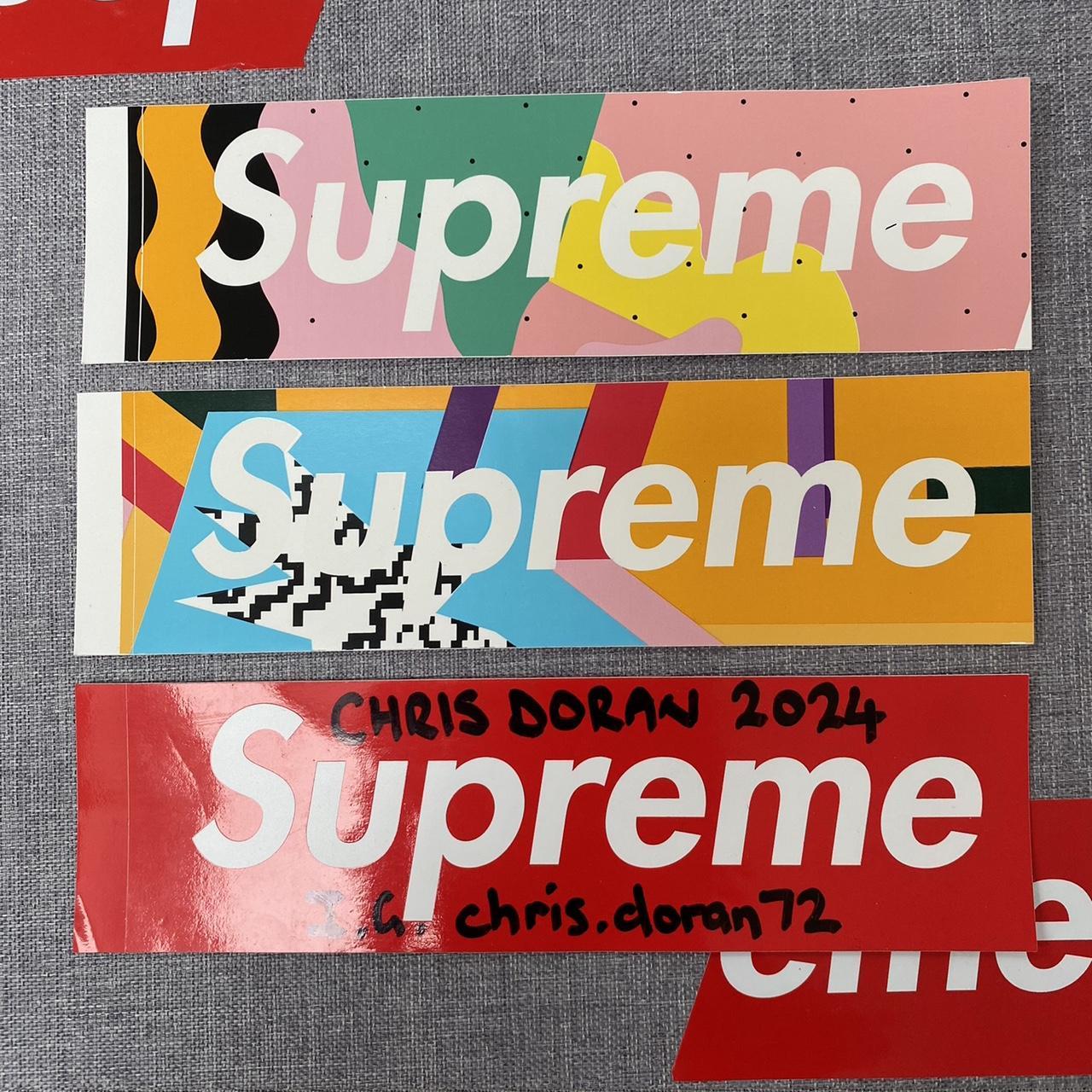 Supreme Mendini Orange Blue and Pink Box Logo. Depop