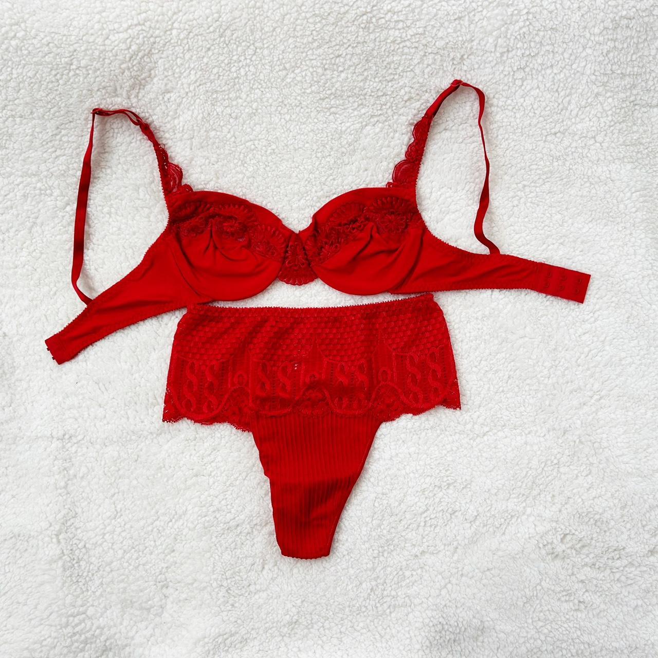 【送料&関税込】RED Valentino Underwear Set Vintage Valentino red lace bra and thong set Bra has | Depop