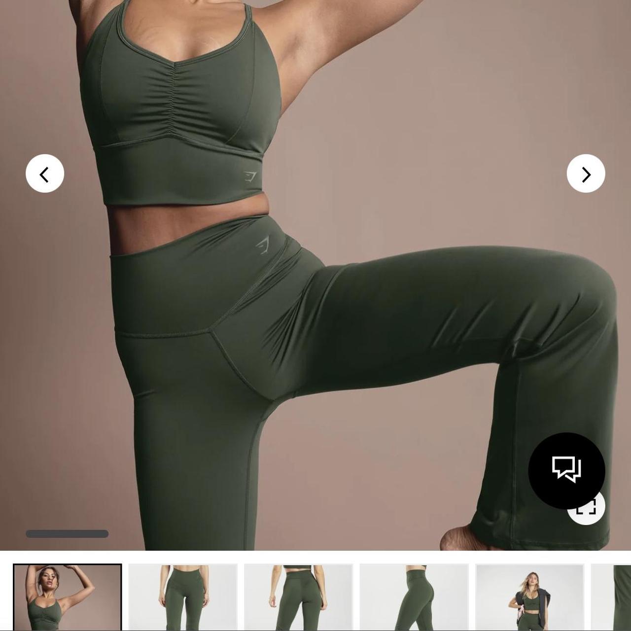 gymshark moss olive green flared elevate leggings - Depop