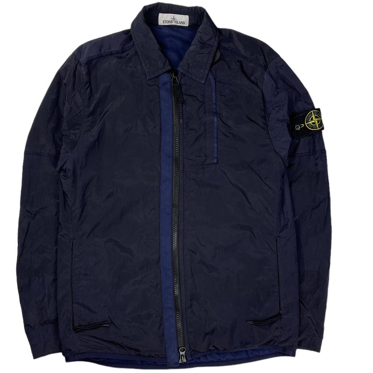 Stone island navy Nylon metal overshirt Size:... - Depop