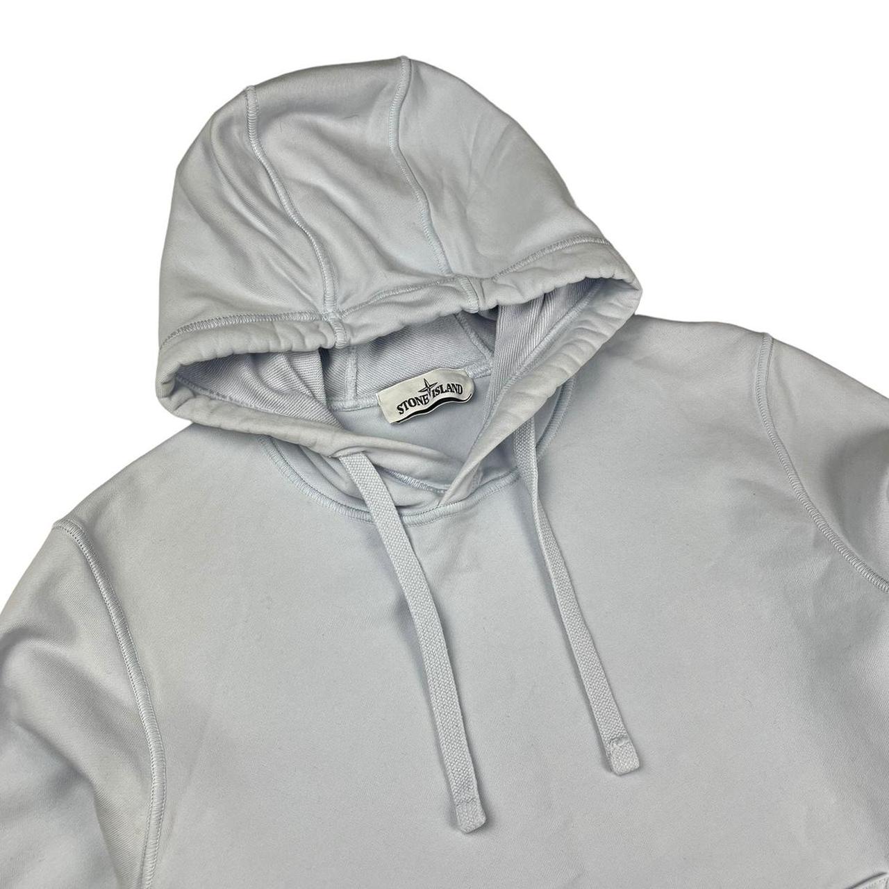 Stone island baby blue pullover hoodie Size Small... Depop