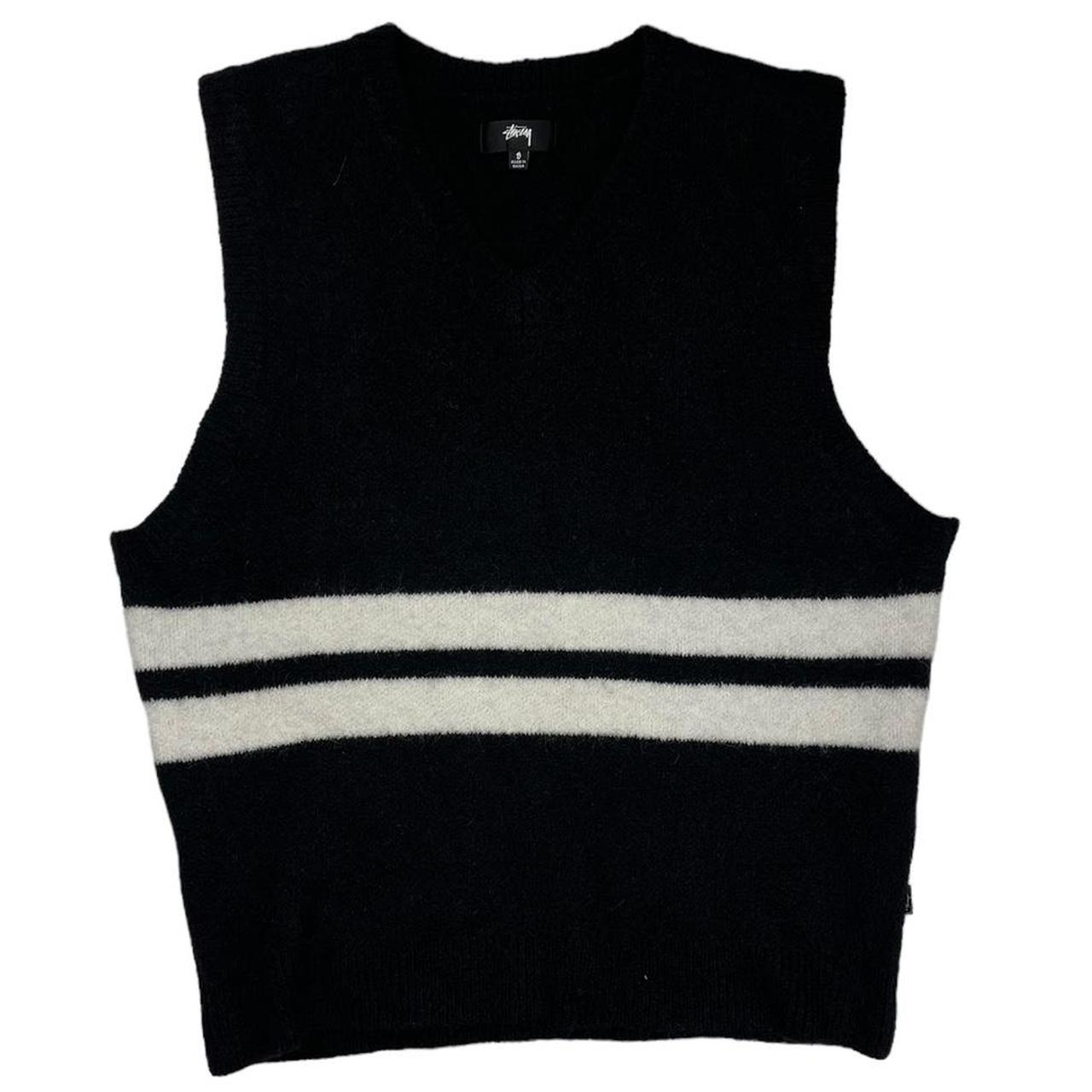 Stussy black mohair sweater vest Size: Small... - Depop