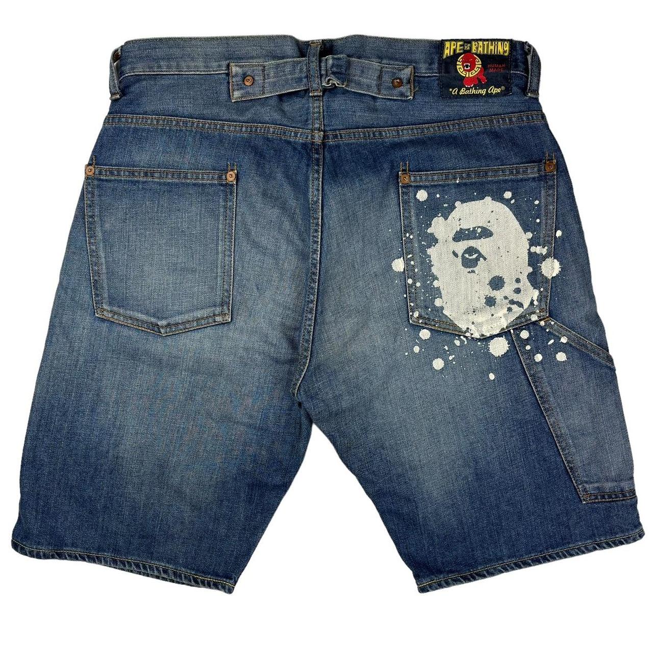 Bape ape head denim shorts Size: Waist 34” | Depop