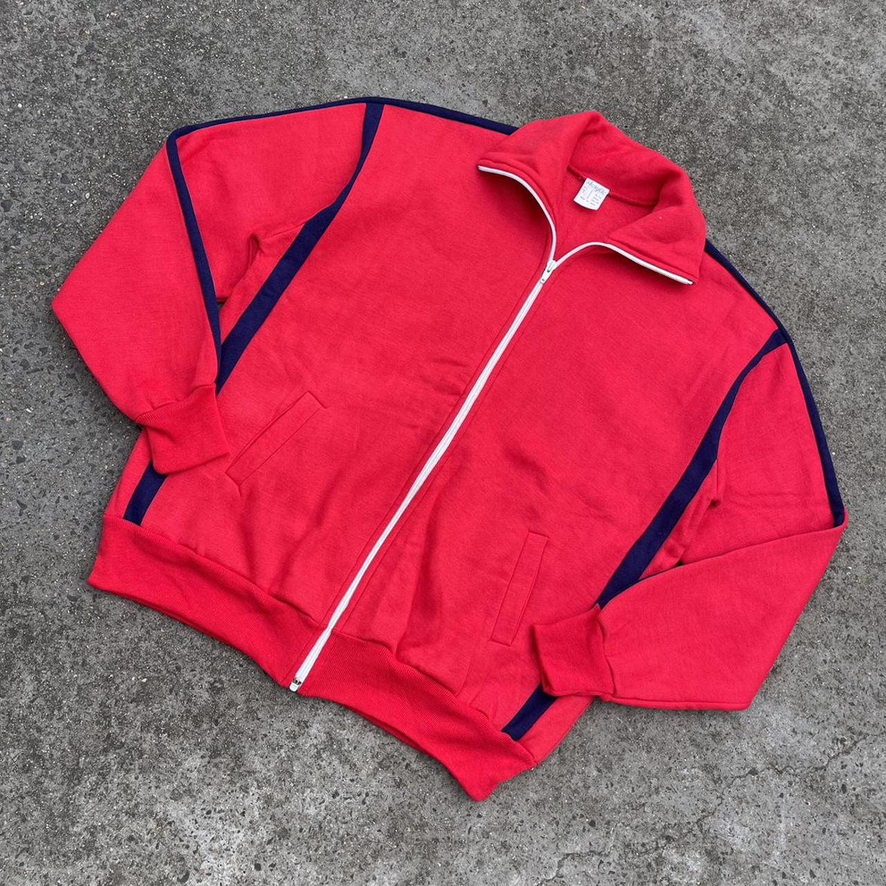 Vintage red and navy track jacket, retro style like... - Depop