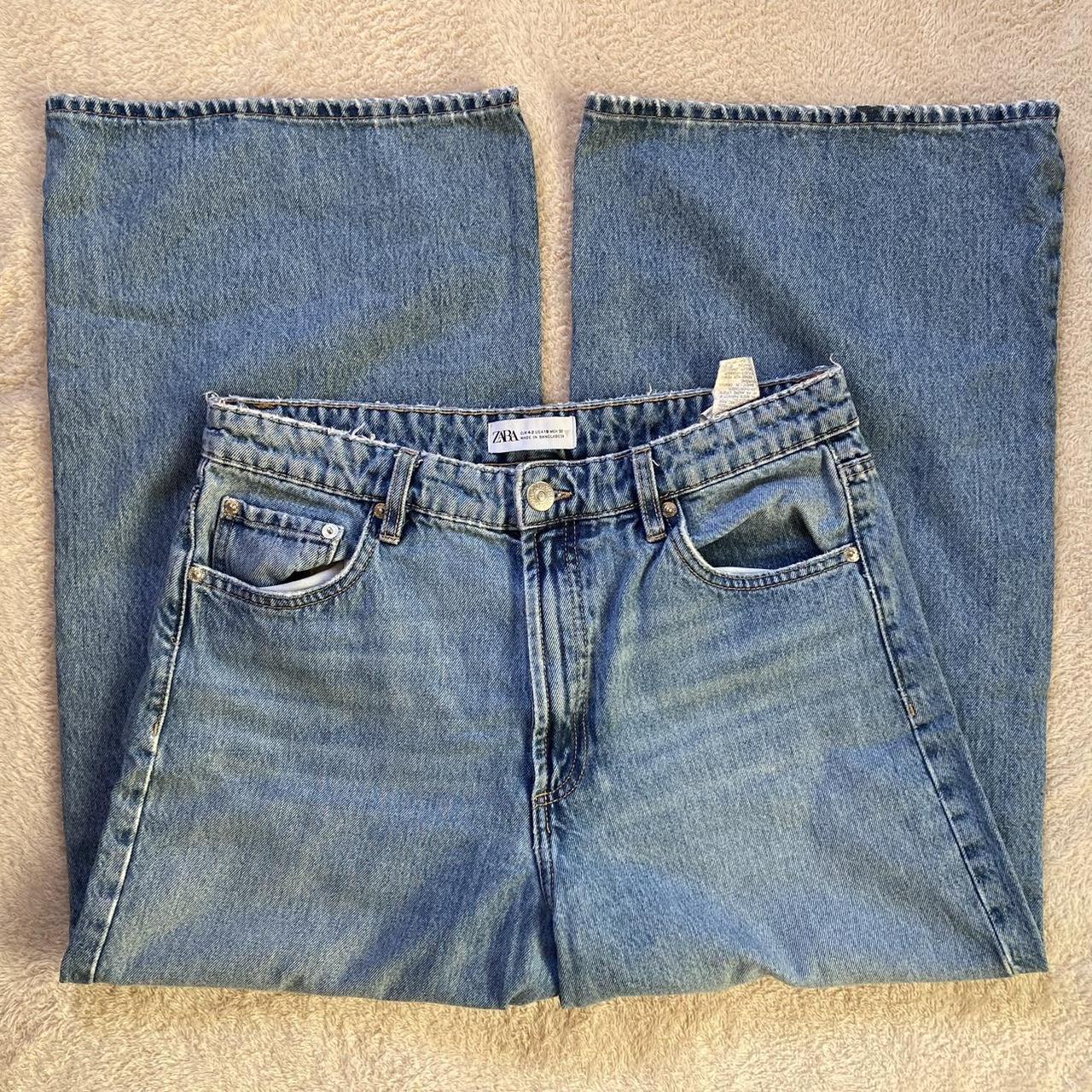 Zara Wide Jeans Medium wash wide leg jeans No... - Depop