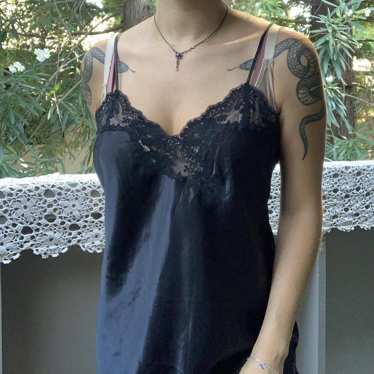 Vintage black hot fairy lace slip cami top