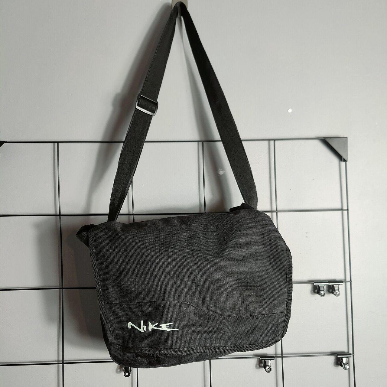 Nike Vintage 90s Messenger Black White Y2K Bag Strap...