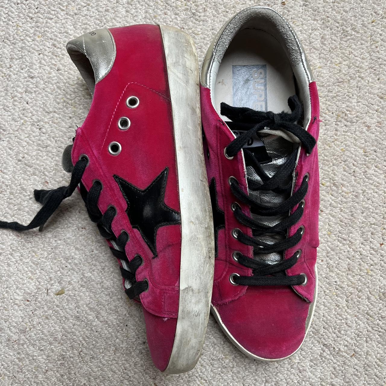 Golden Goose pink velvet sneakers with silver backs