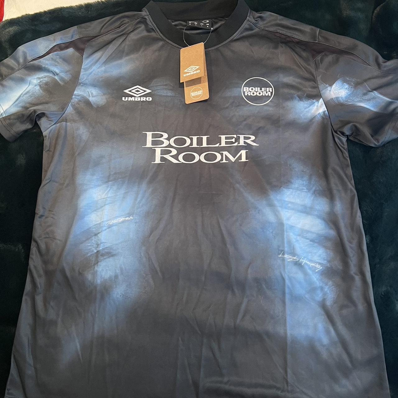 RARE boiler room x Umbro blue skeleton jersey tshirt... - Depop