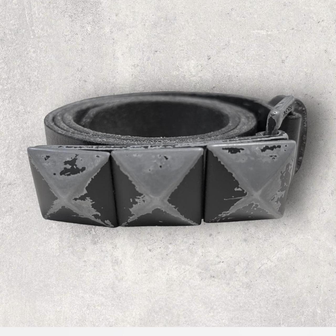 Diesel Black Gold Pyramid Stud Belt Unisex leather - Depop