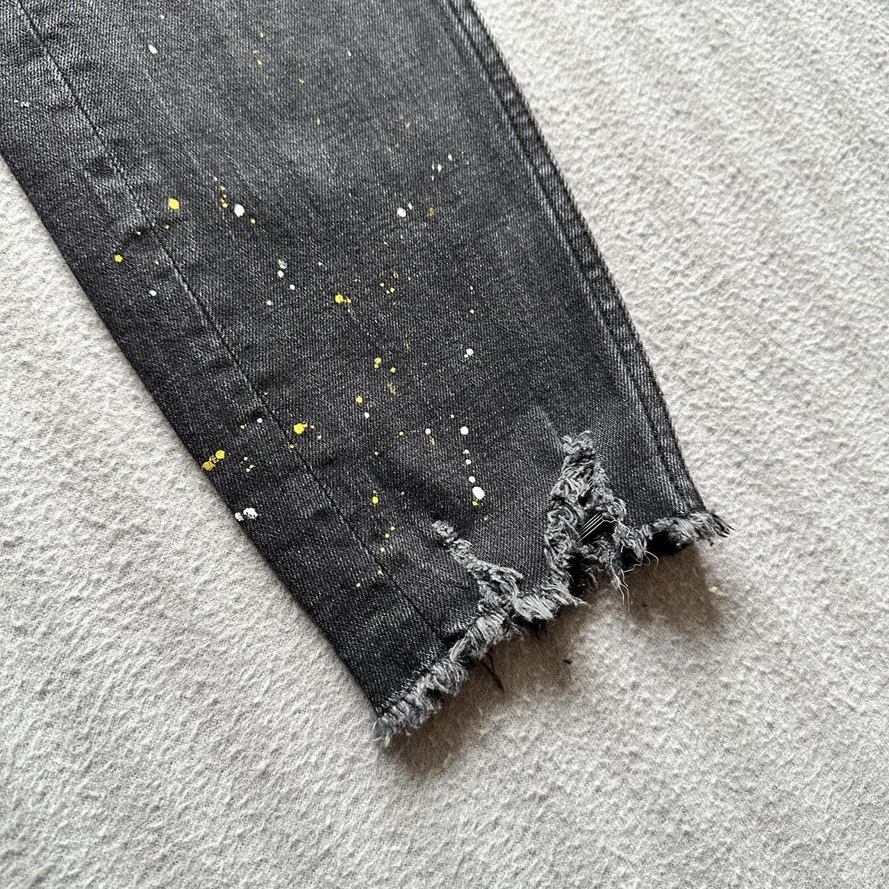 Zara Black Paint Splatter Jeans featuring ripped and... Depop