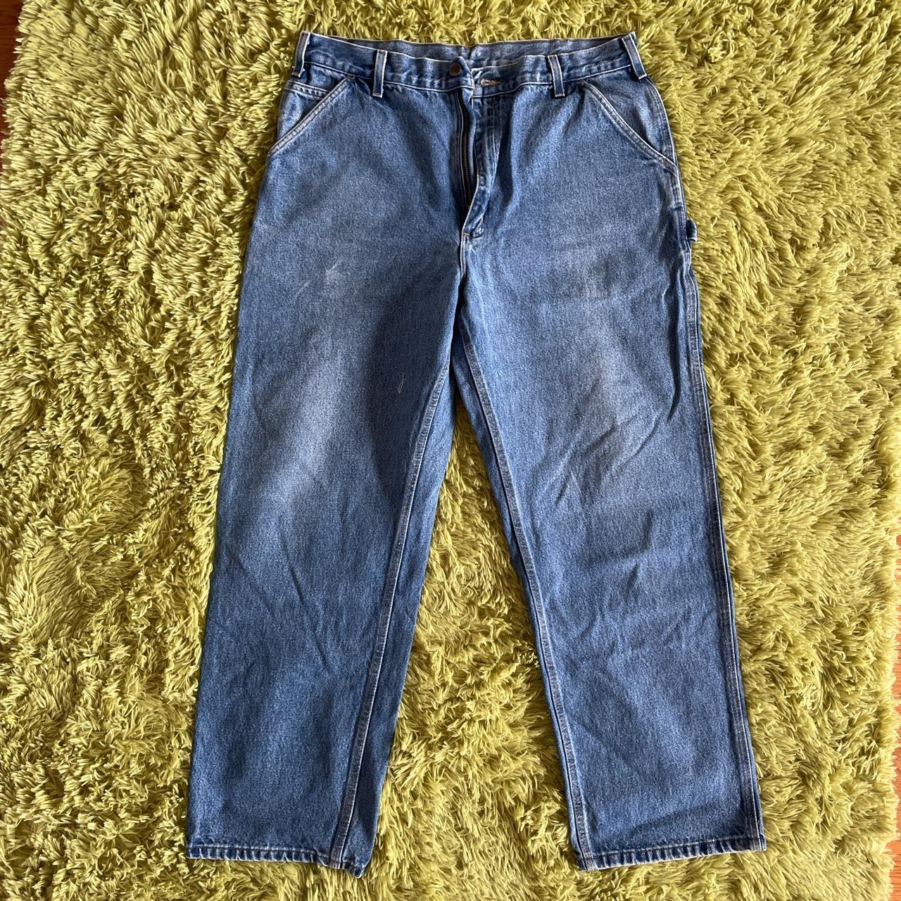 sick carhartt jeans size 38x32 but wears like a... Depop