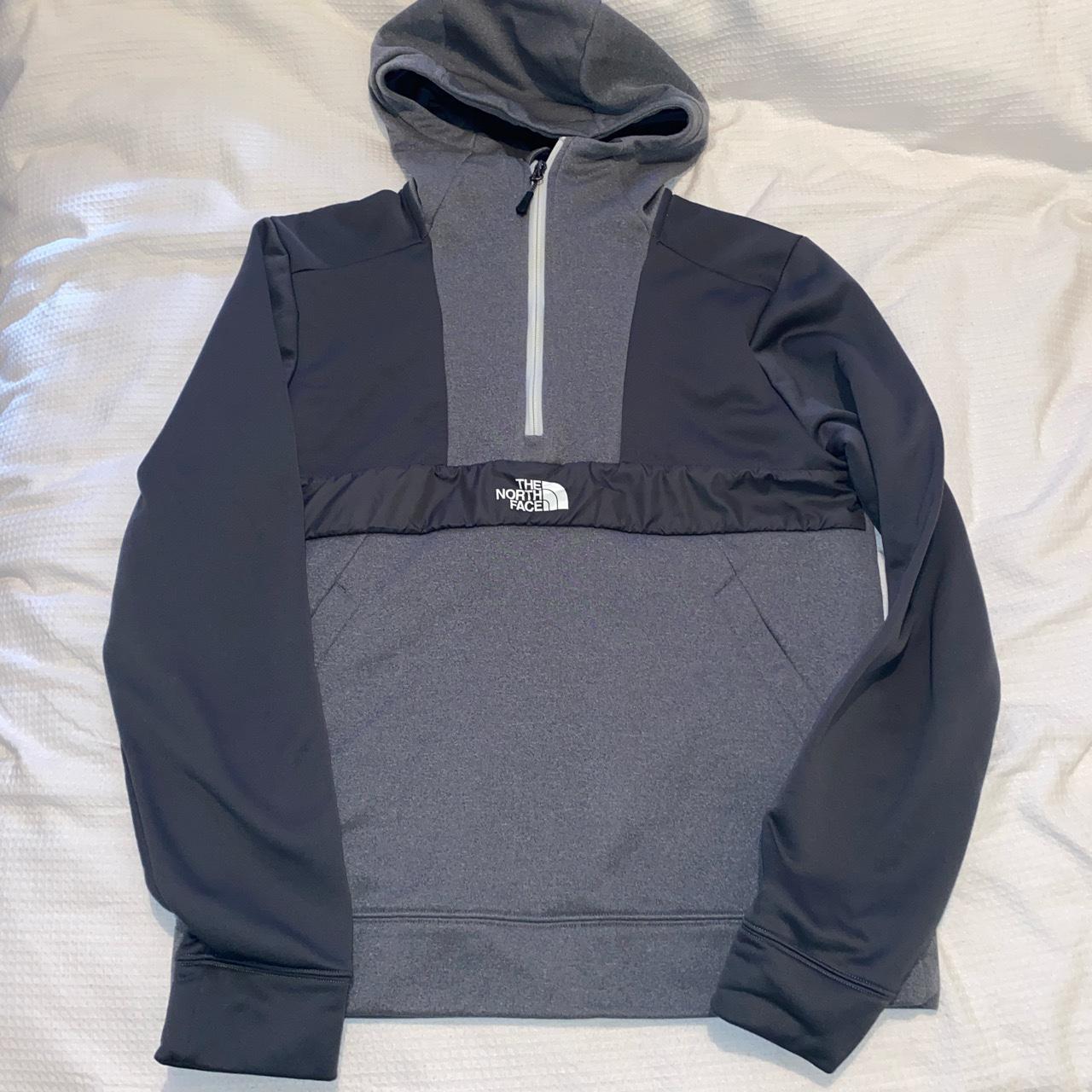 Grey north face 1/4 zip hoodie Size medium Selling... - Depop