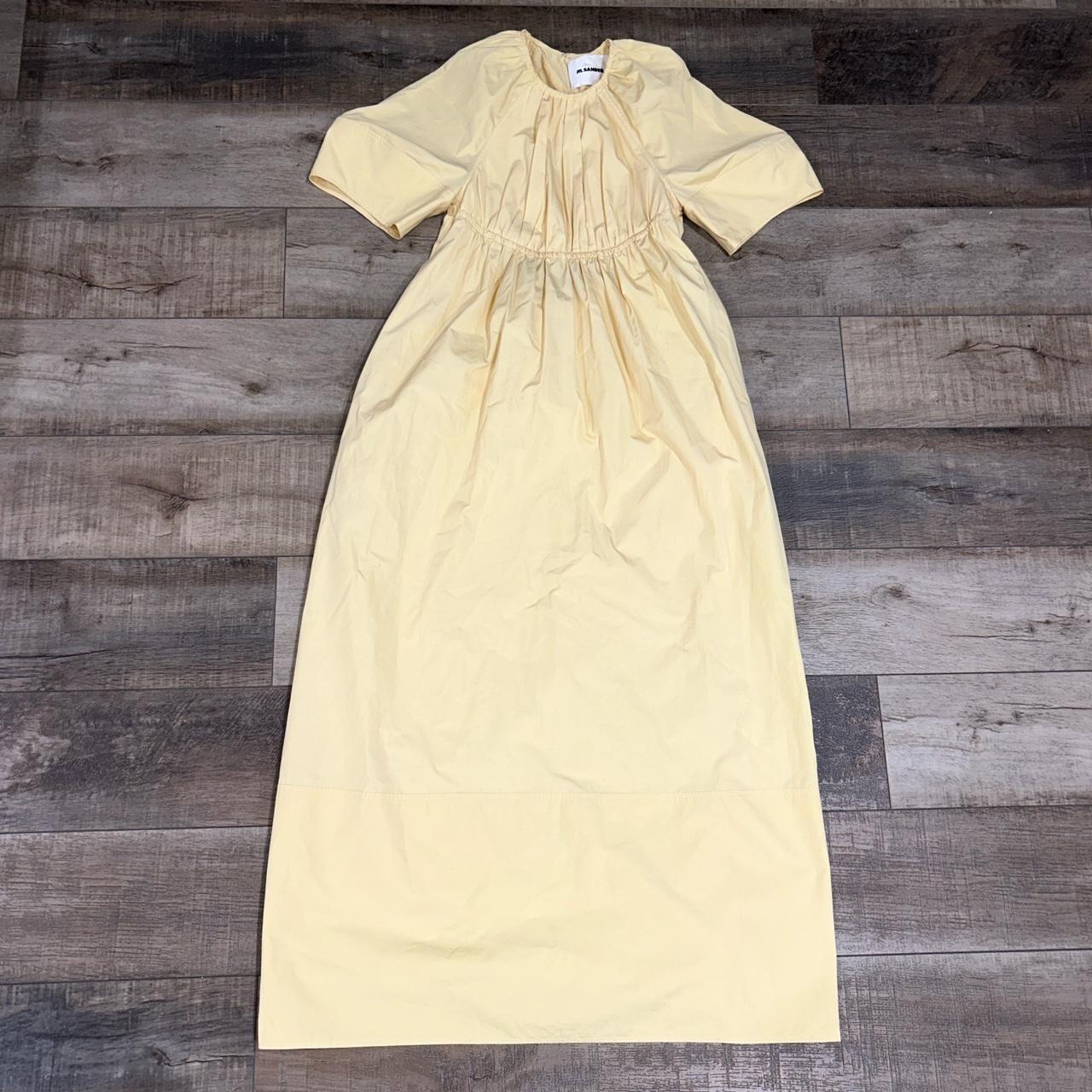 JIL SANDER gathered cotton open back maxi dress in | Depop