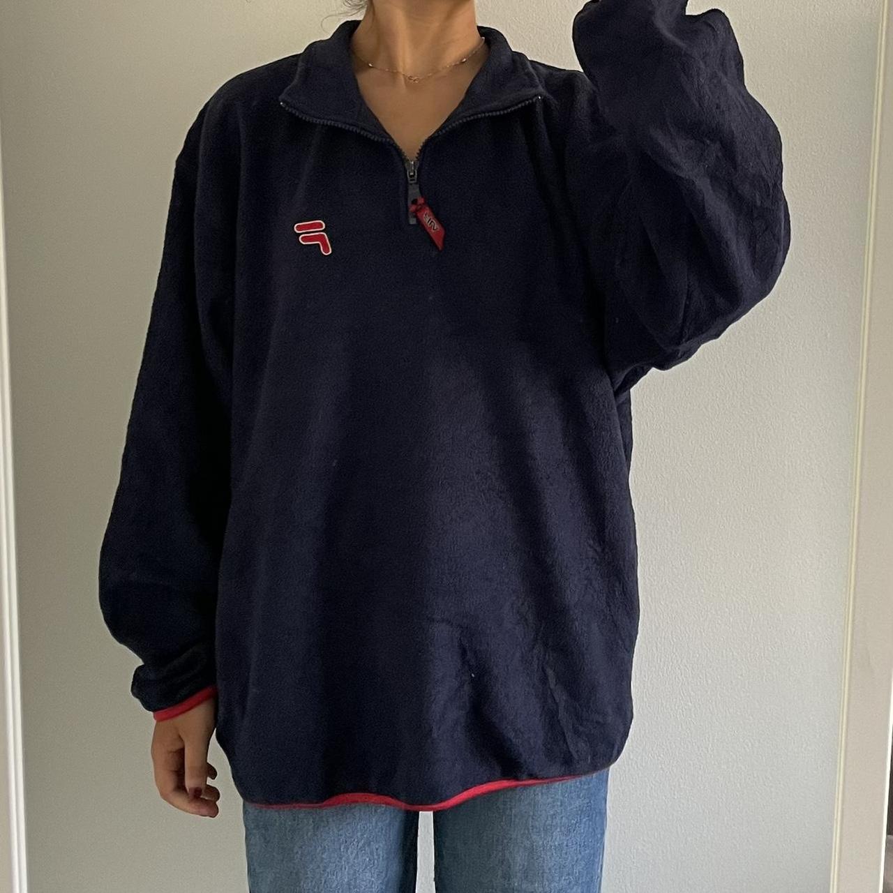 Fila navy and red fleece, size S shown on 5ft4. In... - Depop