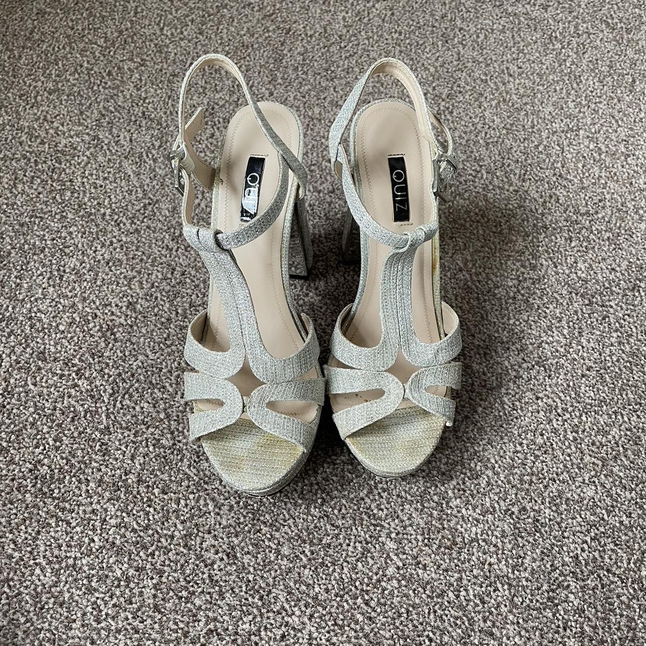 Silver sparkly quiz high heels Sparkly quiz... - Depop