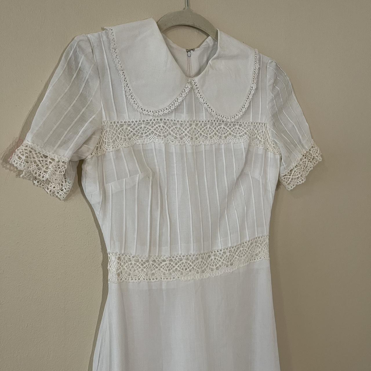 The most perfect vintage white prairie dress with... - Depop