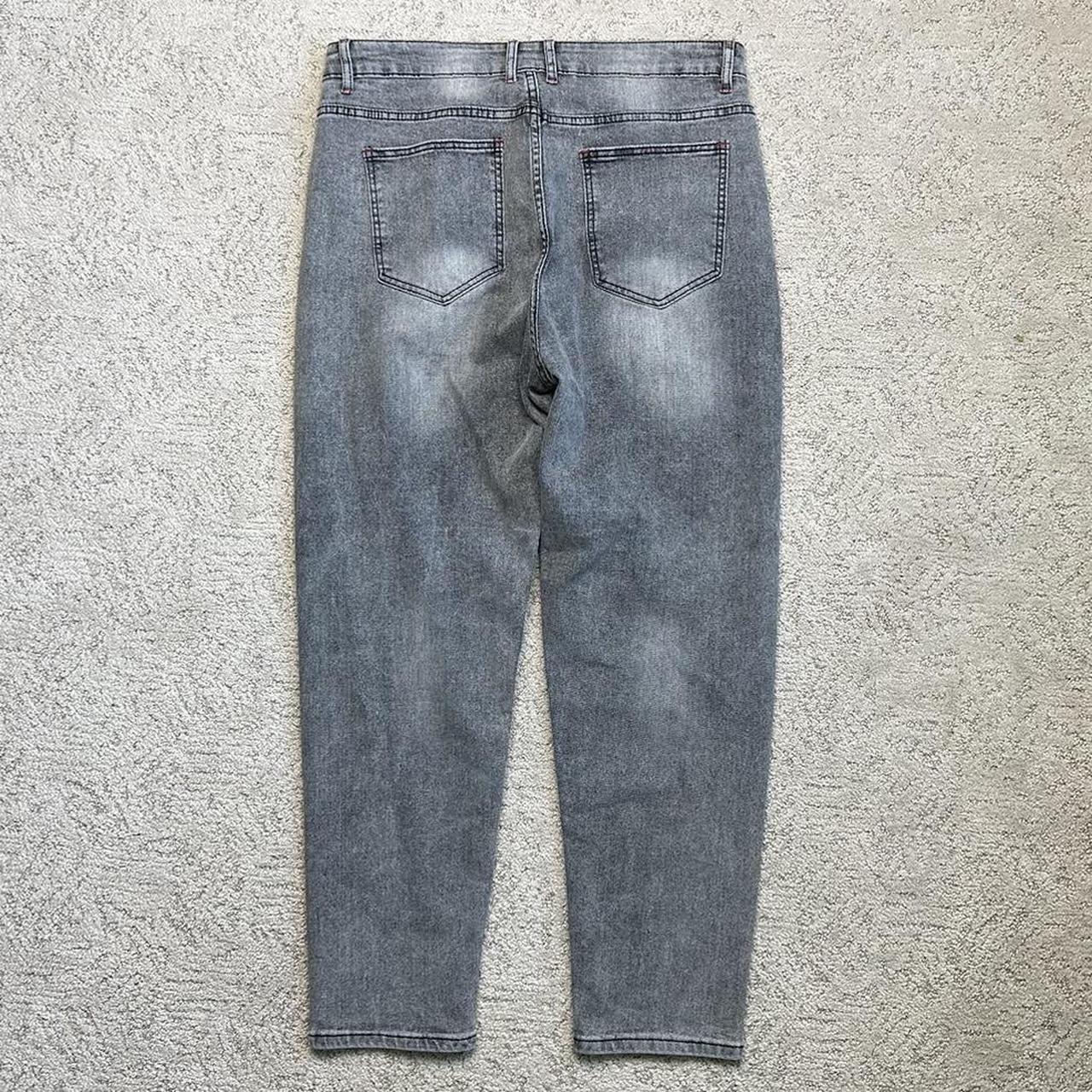 Romwe Men's Grey and Red Jeans | Depop