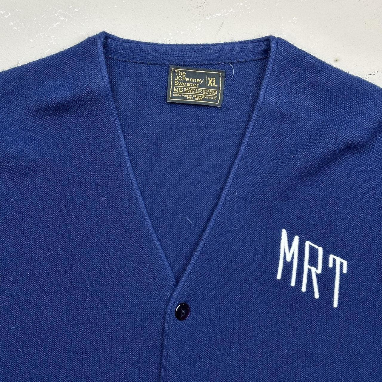 JCPenney Men's Navy and White Cardigan Depop