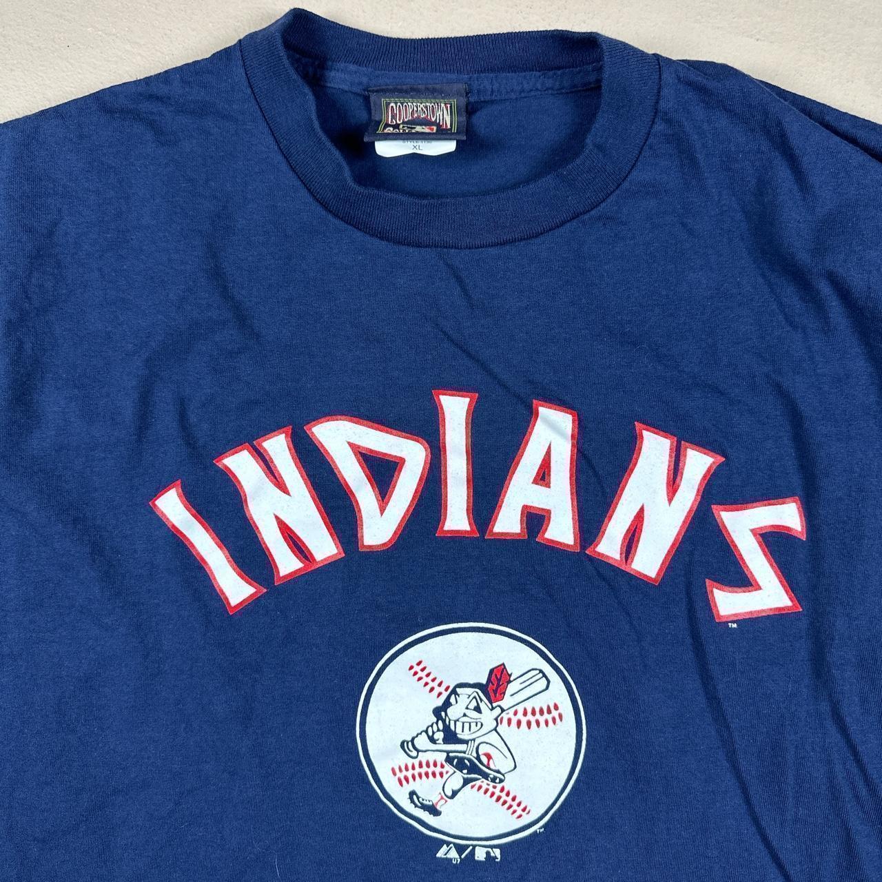 Vintage 00s Navy Majestic Cleveland Indians T-Shirt - X-Large