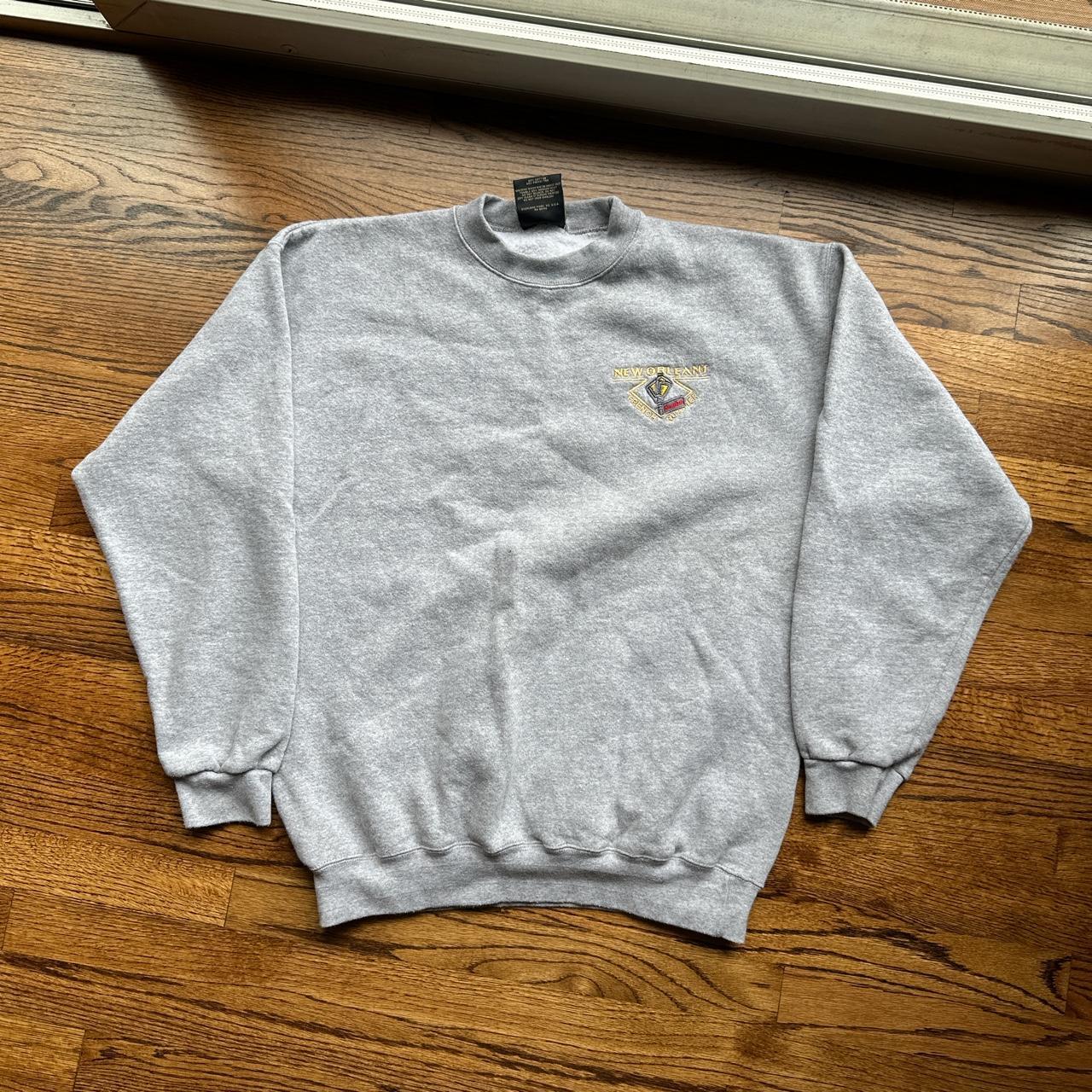 vintage 1990s embroidered new Orleans grey crewneck... - Depop