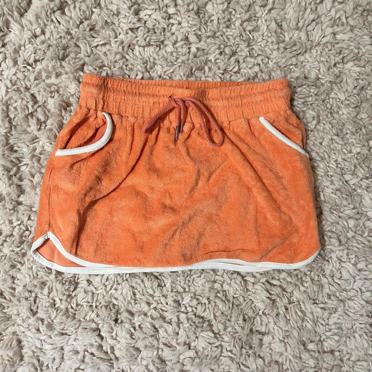 orange terry cloth mini skirt cutest terry cloth... - Depop