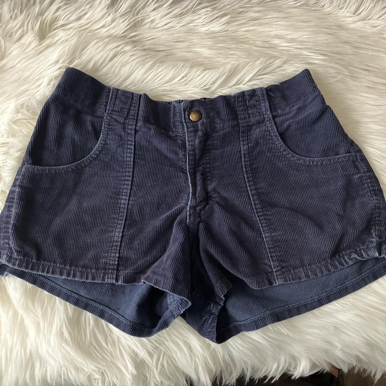Navy blue corduroy booty shorts American apparel... - Depop
