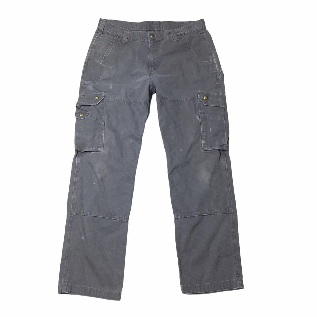 CARHARTT RIPSTOP CARGO PANTS Grey double knee rip... Depop